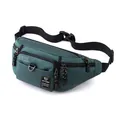 Marsupio in nylon blu petrolio impermeabile con tracolla regolabile e multi-tasche - Verde Scuro