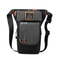 Tactical leg bag in charcoal grey and black with vibrant orange accents for outdoor sports - Gray