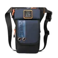 Tactical cycling leg bag in navy blue and black with orange accents and adjustable strap - Sapphire Blue