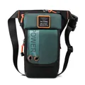 Tactical leg bag in dark green nylon with orange accents and WE POWER embroidery - Dark Green