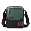 Army green tactical crossbody bag with orange zipper pullers and black strap - Dark Green