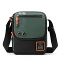 Army green crossbody messenger bag with orange accents and adjustable shoulder strap - Grey Green
