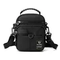 Waterproof black nylon crossbody sports bag for men with multiple zipper compartments - Black