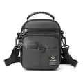 Water-resistant dark grey crossbody bag for men with mesh texture and adjustable strap - Gray