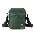 Mini olive green nylon crossbody bag for men with functional tactical design - Grey Green