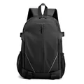 Waterproof black backpack with reflective stripes and multi-layer zipper compartments - Black