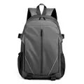 Water-resistant dark gray multi-functional backpack with vertical front zipper pocket - Gray