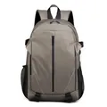 Deep grey minimalist waterproof travel backpack with adjustable straps and V-shaped reflective line - Khaki