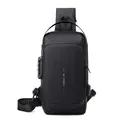 Bolso de pecho antirrobo negro para hombre con puerto USB y candado de combinación - Negro