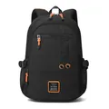Large casual black backpack with orange accents and durable canvas for outdoor travel - Black