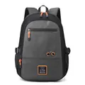 Dark grey casual backpack with orange zipper accents and large storage for commuting - Gray