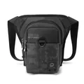 Tactical black drop leg bag with gray camo pattern for outdoor cycling and hiking - Black