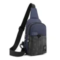 Borsa da petto da uomo blu scuro con motivo mimetico nero e tracolla regolabile - Blu scuro