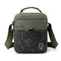Borsa a tracolla uomo in nylon verde militare con stampa camouflage e spallina - Verde Militare