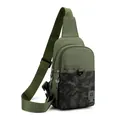Zaino monospalla da uomo in verde militare con design colorblock mimetico - Verde Militare