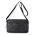 Bandolera para hombre de tela Oxford con diseño de camuflaje negro y correa - Negro