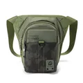 Men's tactical drop leg bag in army green nylon with black camo pocket and adjustable straps - Army Green