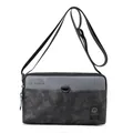Bolso bandolera para hombre de tela Oxford gris y camuflaje negro con correa ajustable - Gris