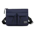 Marineblaue Herren-Umhängetasche mit zwei Vordertaschen und verstellbarem Riemen - Dunkelblau