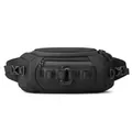 Tactical black ballistic nylon crossbody bag with modular webbing and D-ring buckle - Black