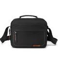 Bolso bandolera negro versátil con logo naranja y correa ajustable de nailon - Negro