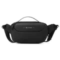 Marsupio sportivo nero impermeabile in nylon con logo WE POWER e tracolla larga - Nero