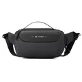 Borsa da petto sportiva nera multifunzionale con logo WE POWER e tracolla - Grigio