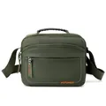 Bolso deportivo cruzado de nailon verde oscuro con logo WEPOWER naranja y cremalleras - Verde Militar