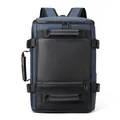 Sac à dos multifonctionnel bleu marine avec texture nylon et détails en similicuir noir - Bleu clair