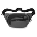 Minimalist grey chest bag for men featuring adjustable buckle strap and multi-zipper layers - Gray