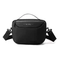 Practical black waterproof messenger bag with high-density nylon fabric and wide strap - Small / Black