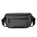 Men's multifunctional dark grey nylon crossbody chest bag with waterproof zipper - Gray