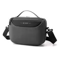 Borsa a tracolla da uomo grande capacità in tessuto grigio scuro resistente con logo - Grande / Grigio
