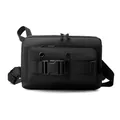Tactical black nylon crossbody chest bag with adjustable strap and heavy-duty buckle - Black
