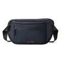 Navy blue functional nylon crossbody chest bag with waterproof zipper and brand logo - Dark Blue