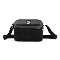 Bolso bandolera para hombre en nailon gris y negro con bolsillo de red y logo - Gris