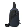 Dark blue lightweight nylon sling bag with WE POWER logo for outdoor commuting - Dark Blue