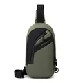 Army green and black lightweight nylon chest bag for men with adjustable shoulder strap - Army Green