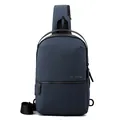 Sacoche bandoulière homme bleu marine imperméable avec port USB et sangle ajustable - Bleu clair