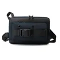 Men's navy blue technical crossbody bag with adjustable nylon straps and metal eyelet - Dark Blue
