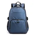 Mochila ligera de nailon azul oscuro con gran capacidad y diseño de múltiples bolsillos - Azul oscuro