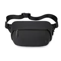 Waterproof black crossbody chest bag for men with adjustable strap and logo - Black