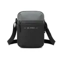 Borsa a tracolla da uomo bicolore nero e grigio con tracolla regolabile e trama tessuta - Grigio