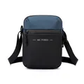 Borsa a tracolla casual blu e nera con tasca frontale e cinturino regolabile - Blu scuro