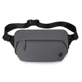 Modern grey waterproof sling bag for men with adjustable nylon strap and multi-pocket design - Gray