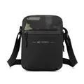Bolso bandolera negro para hombre con estampado de camuflaje gris y correa ajustable - Nuevo Camuflaje
