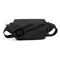 Waterproof black nylon chest bag for men featuring adjustable straps and zipper pockets - Black