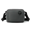 Minimalist dark grey square crossbody bag in water-resistant nylon with adjustable strap - Gray