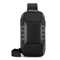 Black anti-theft sling bag for men with carbon fiber texture and a secure combination lock - Black