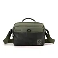 Men's olive green and black camouflage nylon crossbody bag with multi-pocket design - L / Army Green